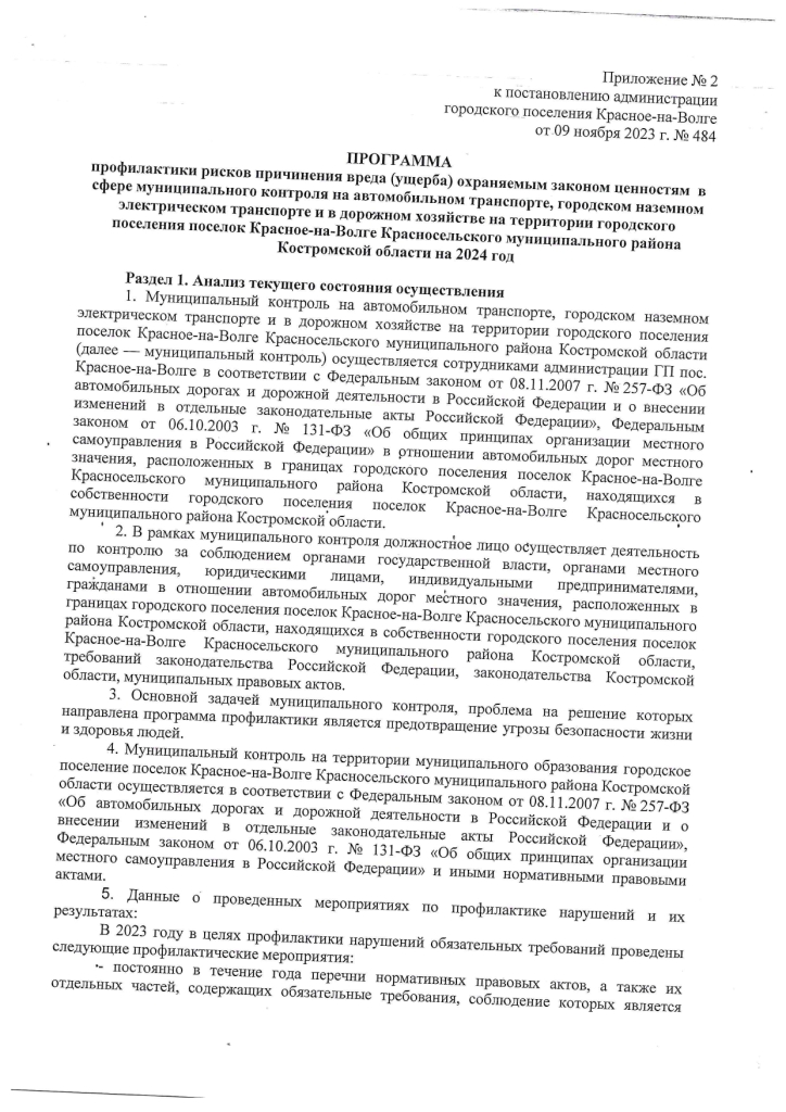 О программах профилактики рисков причинения вреда (ущерба) охраняемым законом ценностям в сфере муниципального контроля на 2024 год