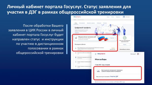 Подача заявления для участия в дистанционном электронном голосовании в рамках общероссийской тренировки